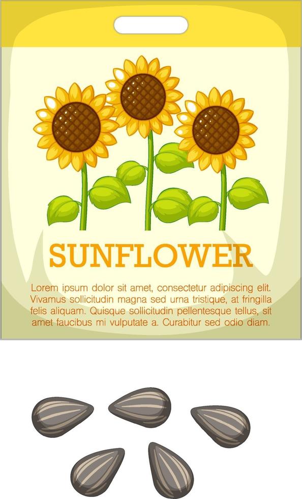 Sunflower seeds with packaging vector