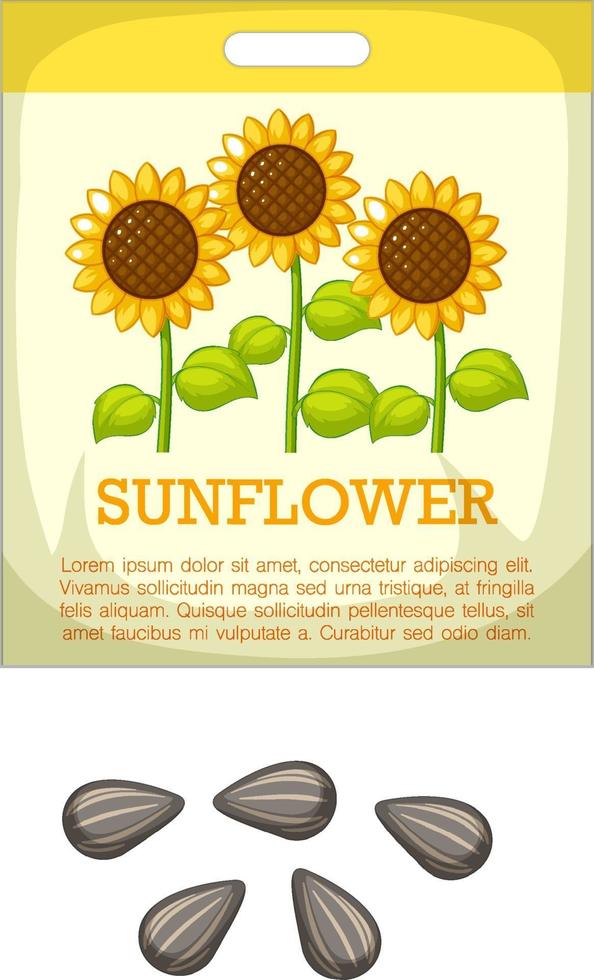 semillas de girasol con embalaje vector