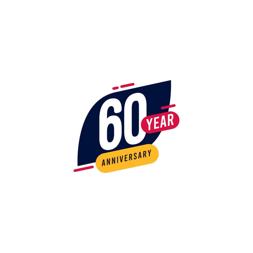 60 Years Anniversary blue yellow Vector Template Design Illustration
