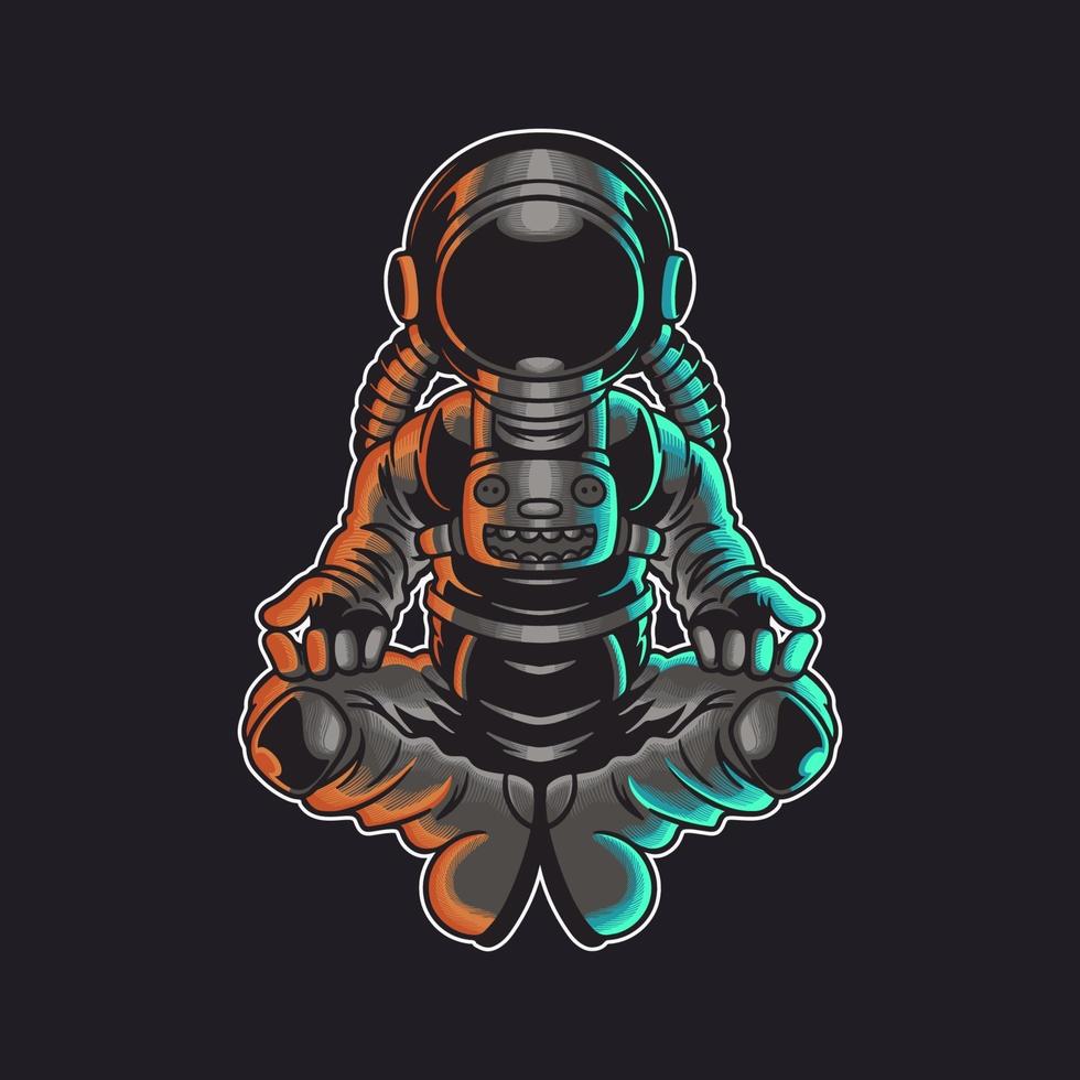 astronauta haciendo yoga con carácter genial. vector