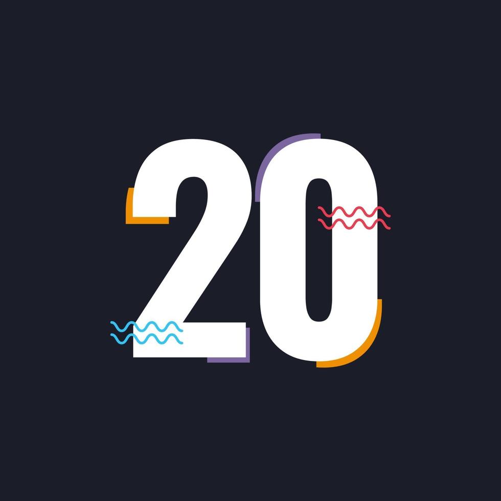 20 años de celebración de aniversario vector plantilla diseño ilustración logo icono