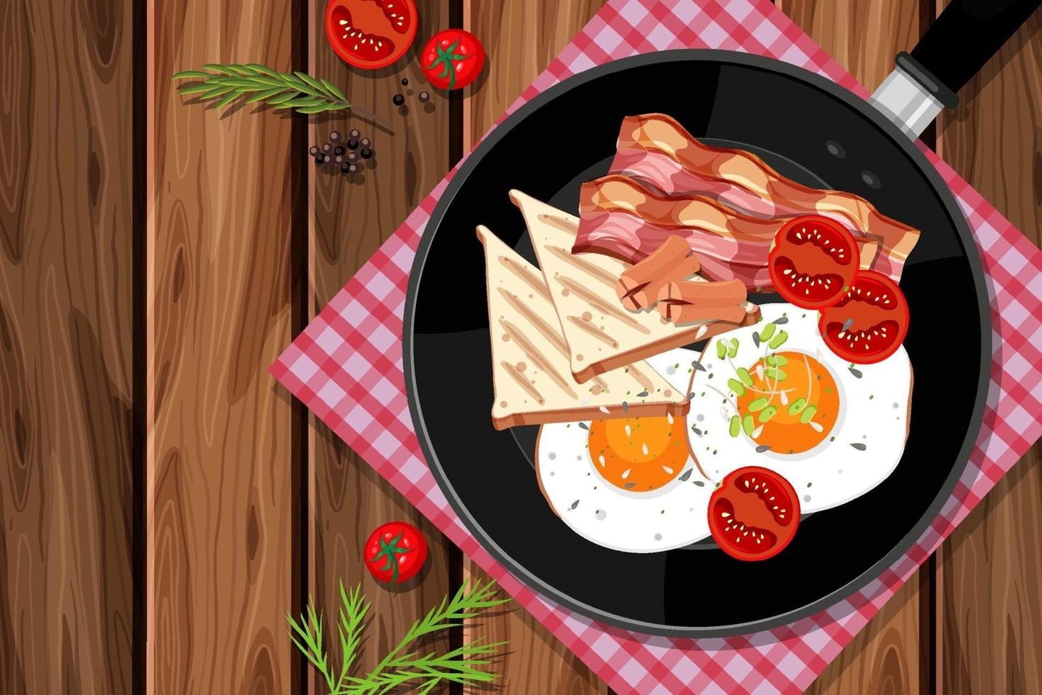 Breakfast set in the pan isolated vector