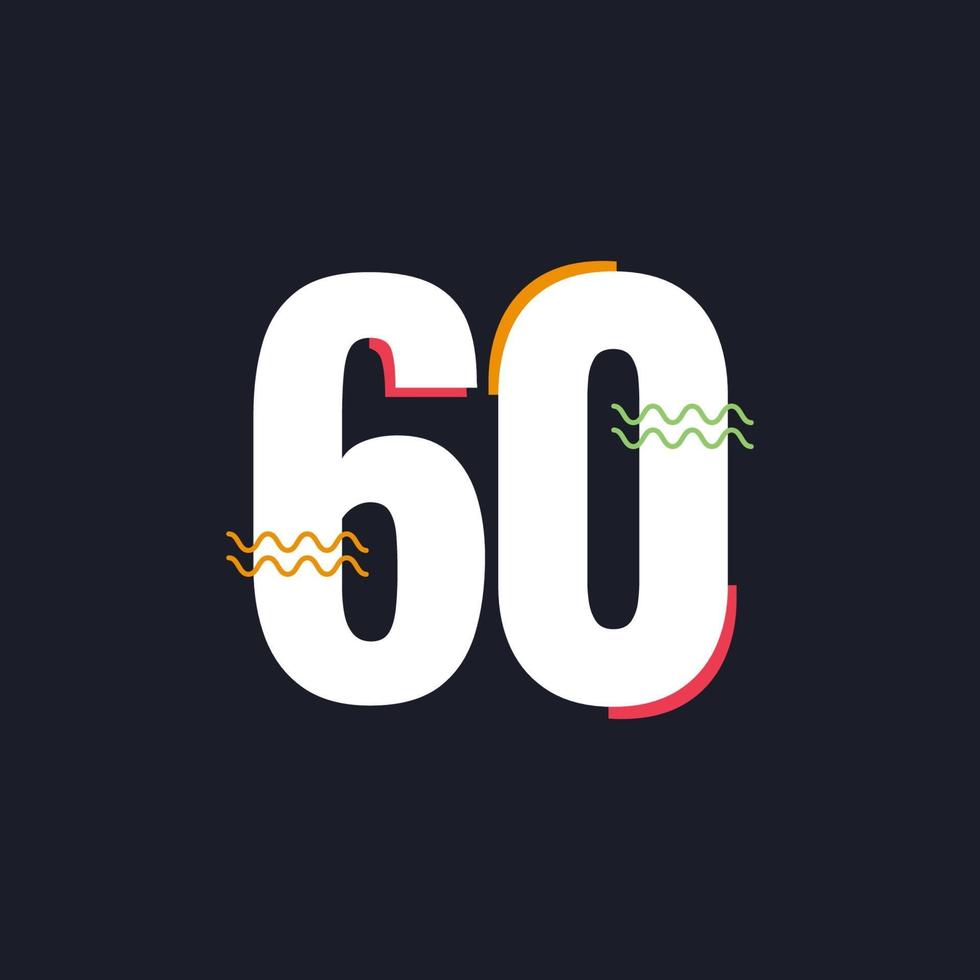 Icono de logotipo de ilustración de diseño de plantilla de vector de celebración de aniversario de 60 años