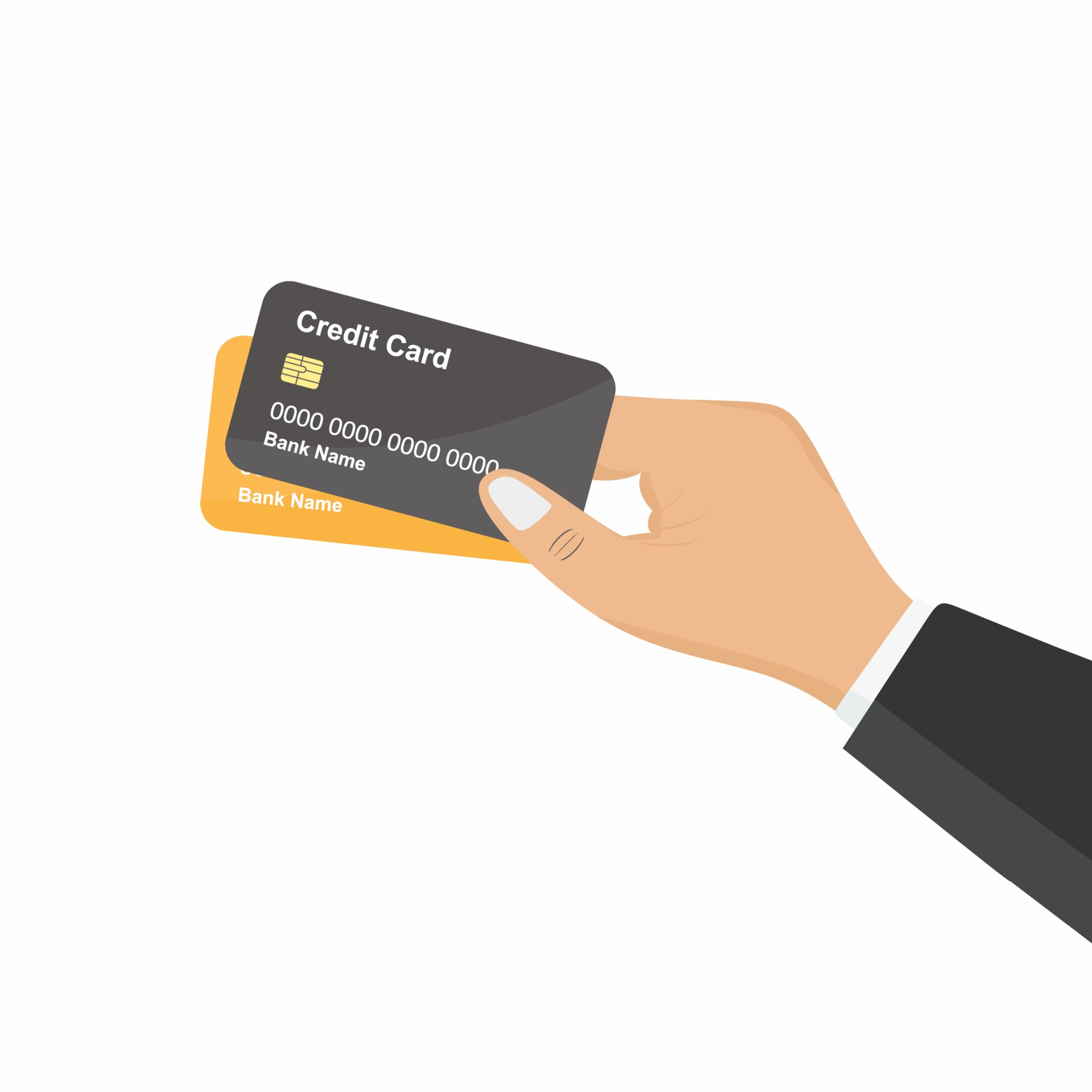 photo Hand Holding Credit Card Cartoon flat design style human hand holding