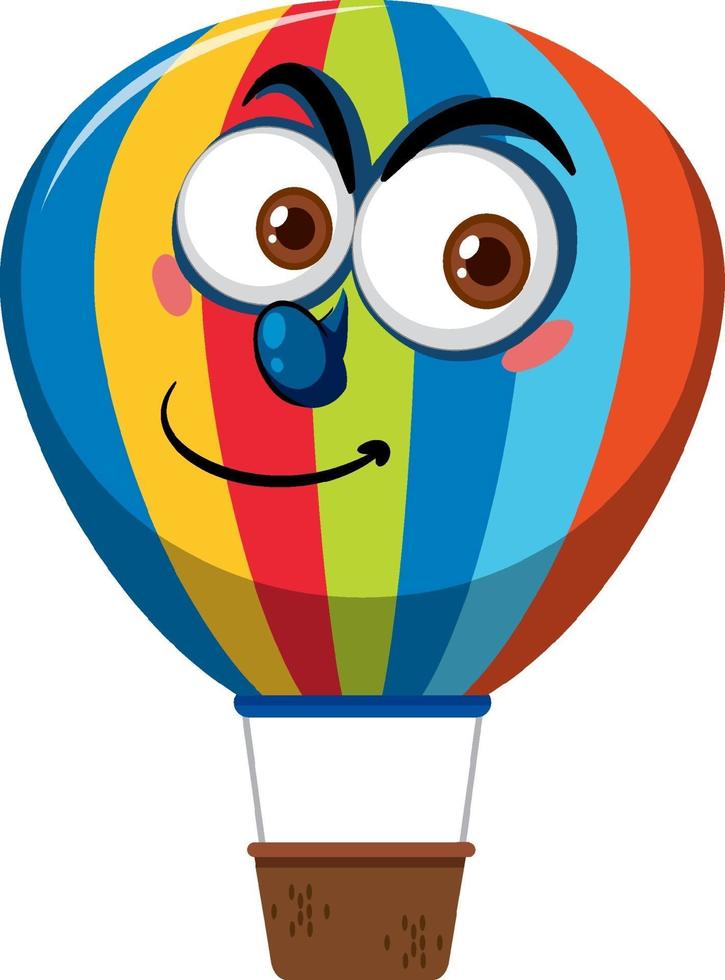 Hot air balloon cartoon character with big eyes on white background vector