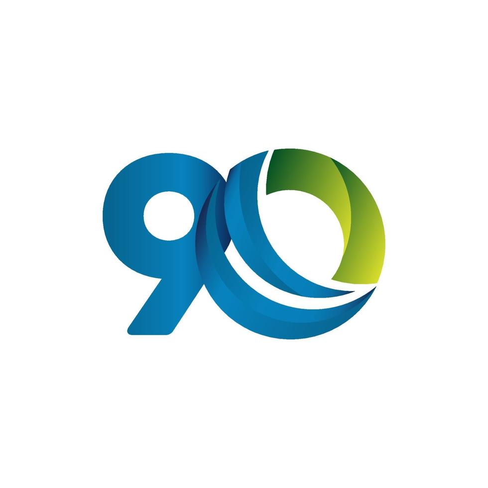 90 Years Anniversary Celebration Blue green Vector Template Design Illustration