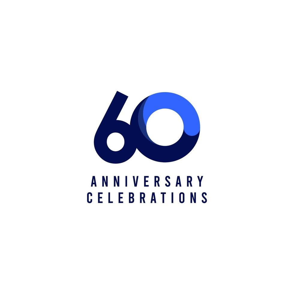 60 Years Anniversary Celebration Blue Vector Template Design Illustration