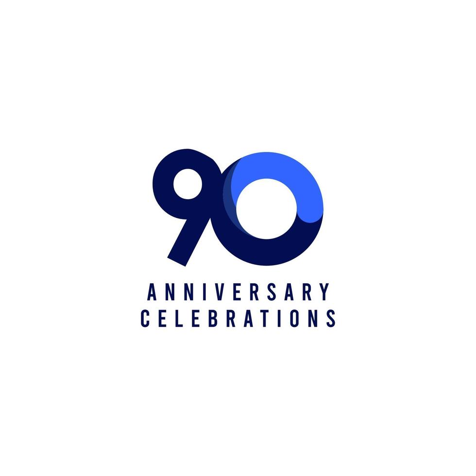 Ilustración de diseño de plantilla de vector azul de celebración de aniversario de 90 años