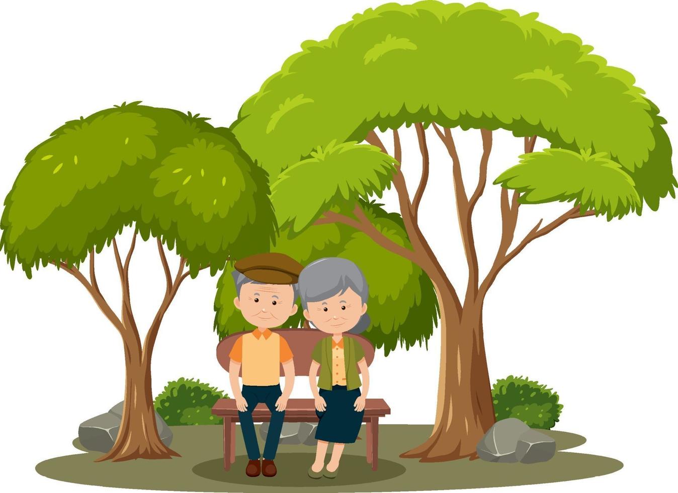 Old couple sitting in the park isolated vector