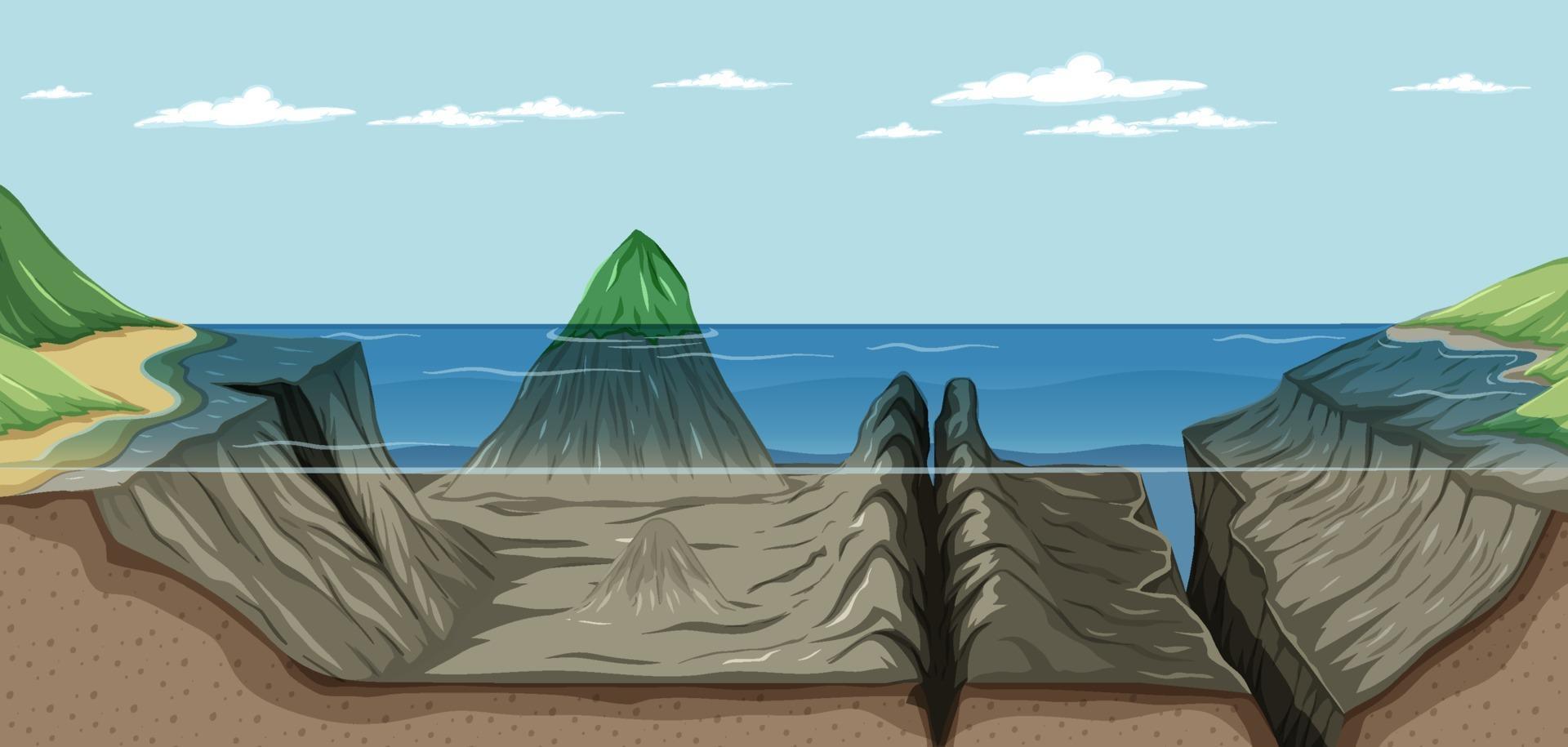 Mariana trench undersea landscape vector