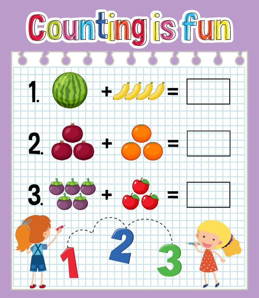 Math count number worksheet vector