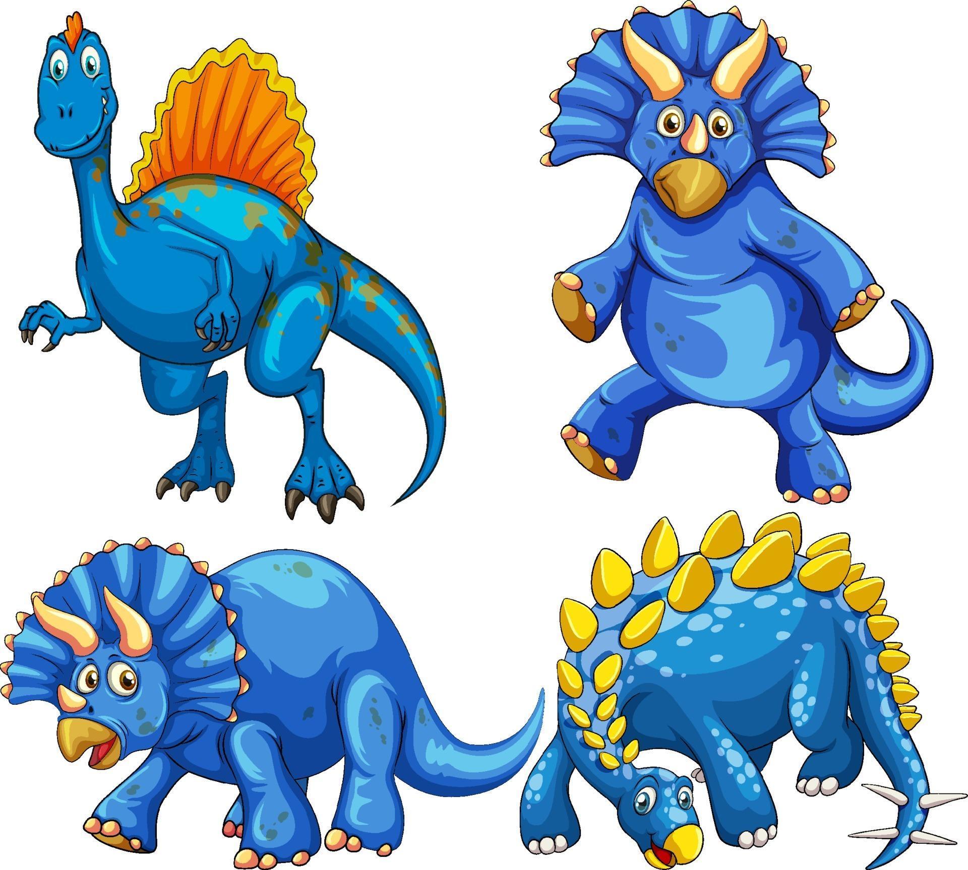 Set of blue dinosaur cartoon character 2120024 Vector Art at Vecteezy