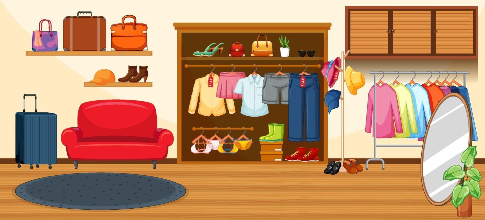 Fashion clothes store background vector