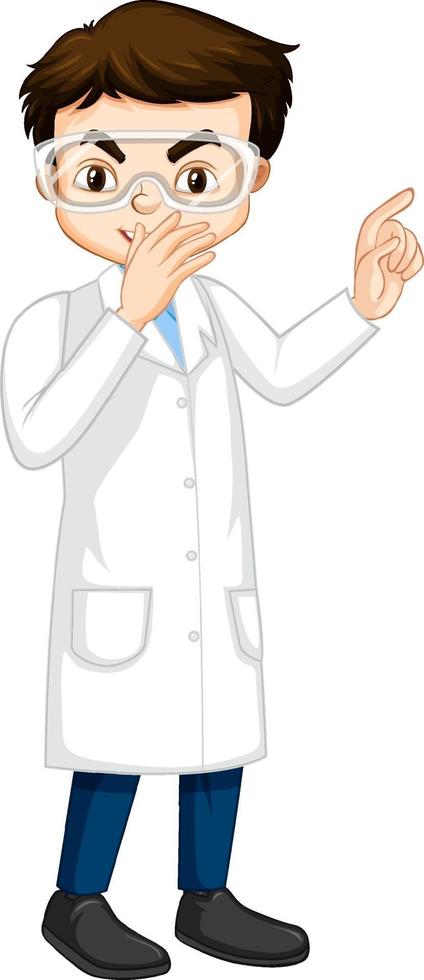 un personaje de dibujos animados de niño con bata de laboratorio vector