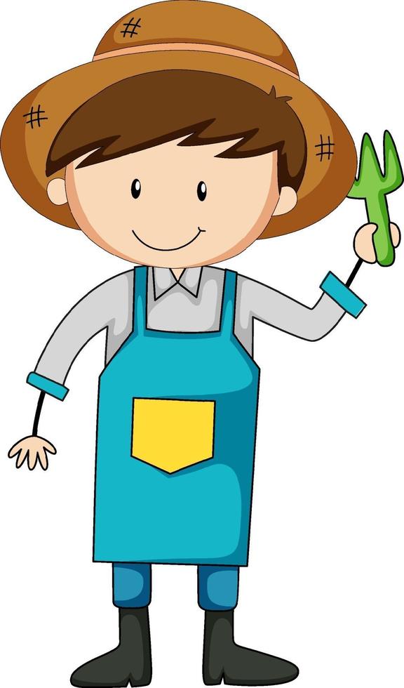 Little gardener doodle cartoon character vector