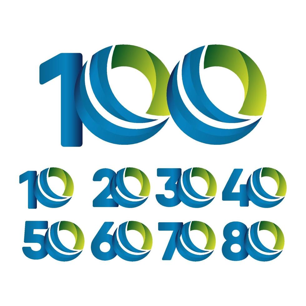 100 Years Anniversary Celebration Blue green Vector Template Design Illustration
