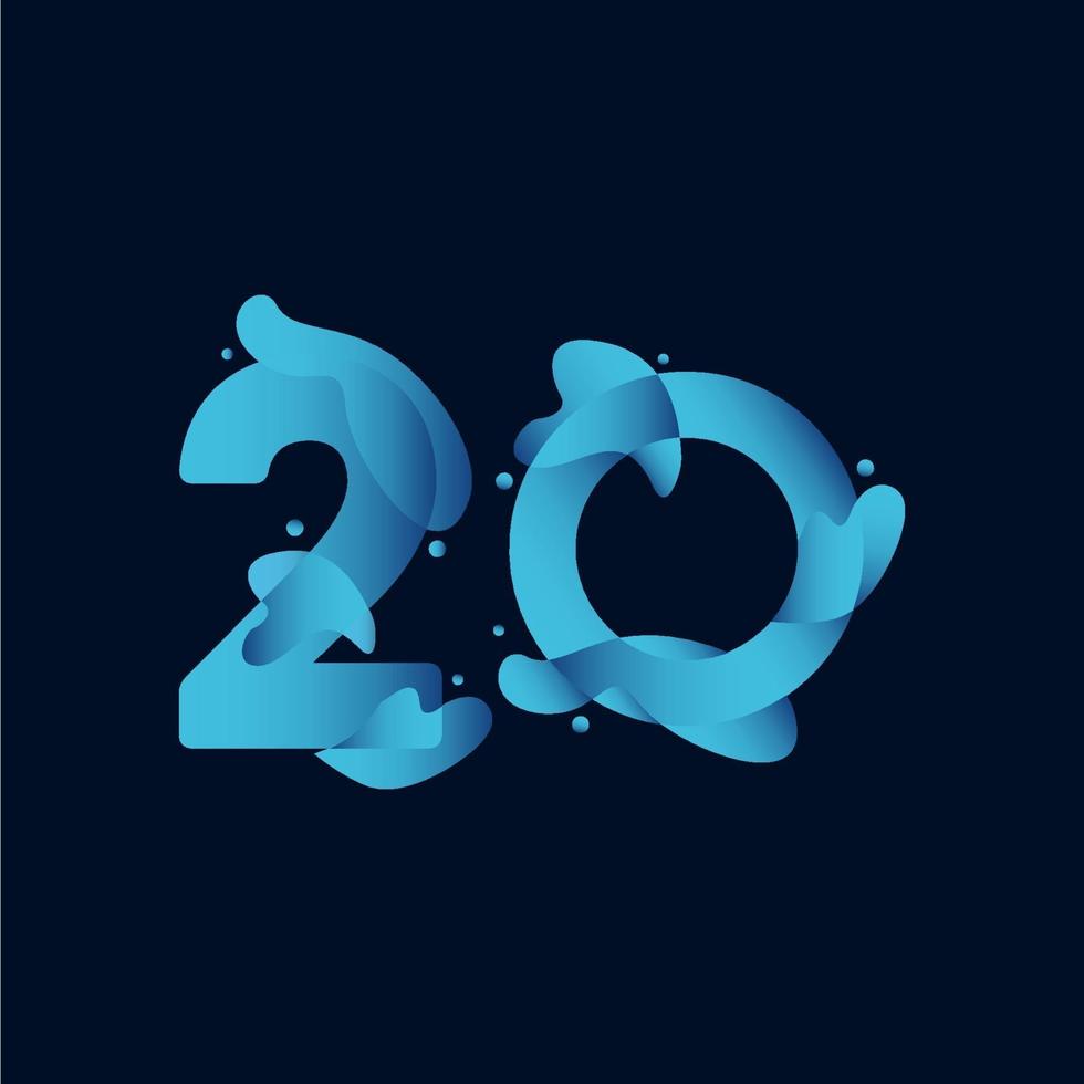 20 Years Anniversary Celebration flux Vector Template Design Illustration