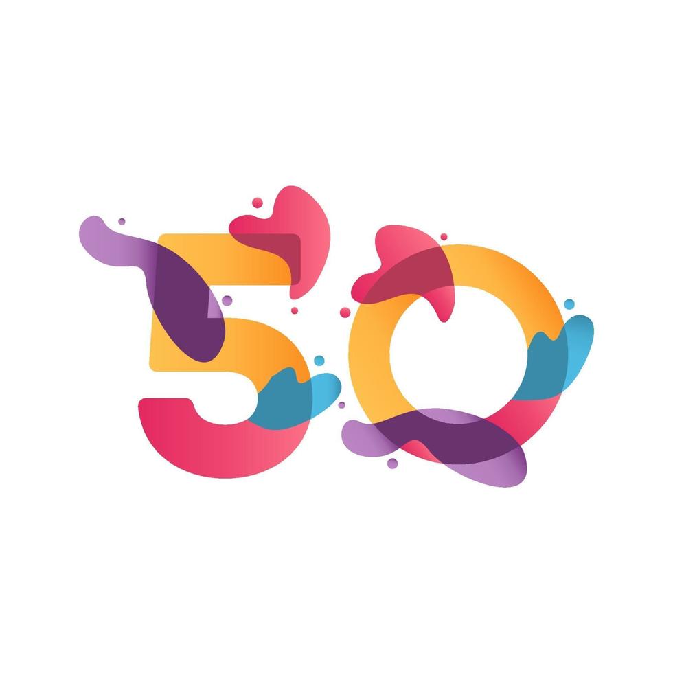 Ilustración de diseño de plantilla de vector de flujo de celebración de aniversario de 50 años