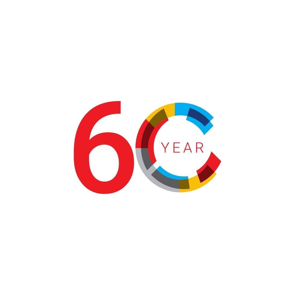 Ilustración de diseño de plantilla de vector de color de celebración de aniversario de 60 años