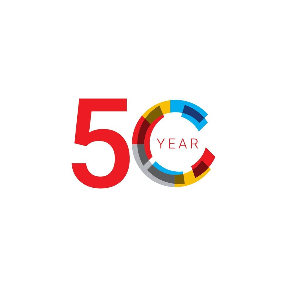 50 Years Anniversary Celebration out color Vector Template Design Illustration