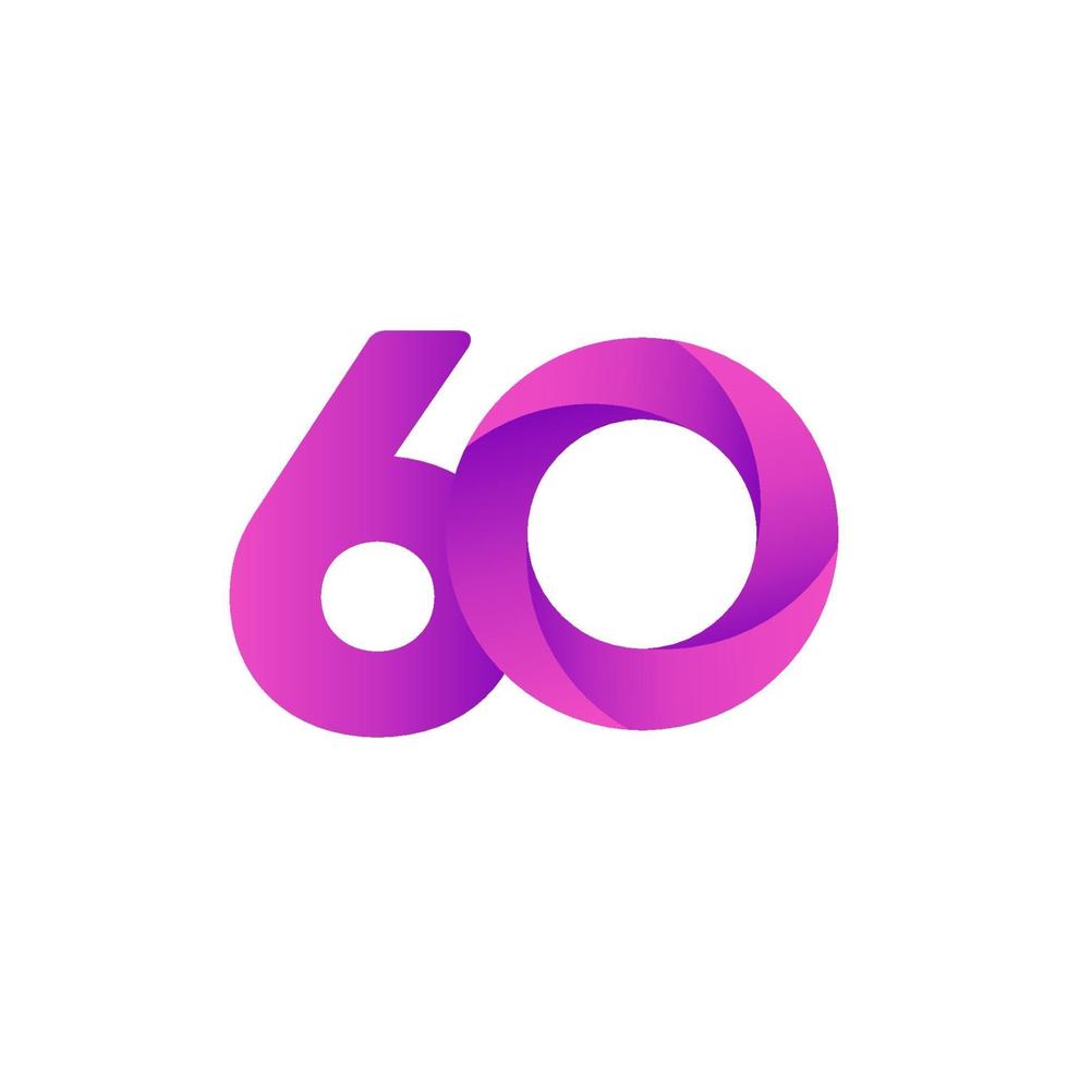Ilustración de diseño de plantilla de vector púrpura de celebración de aniversario de 60 años