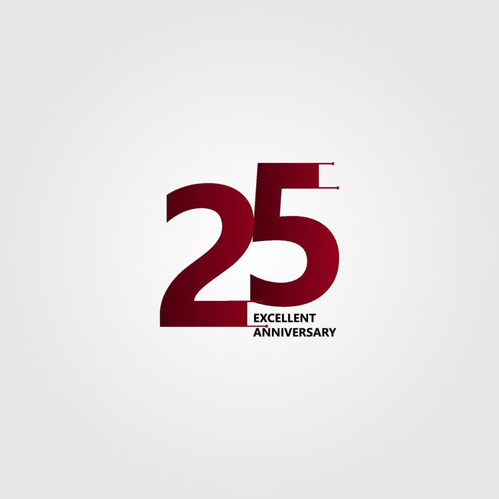 25 Years Excellent Anniversary Vector Template Design Illustration
