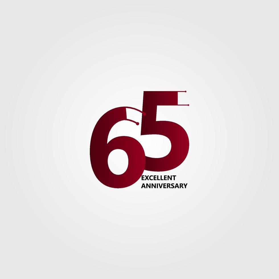 65 Years Excellent Anniversary Vector Template Design Illustration