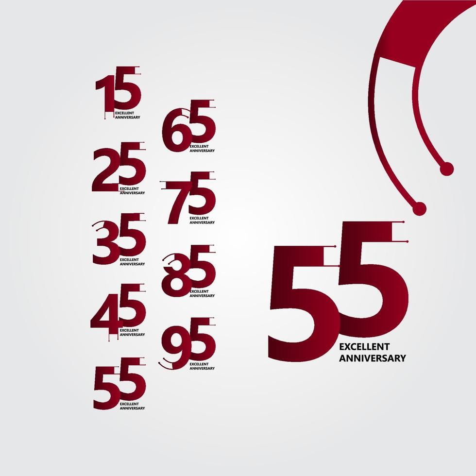 55 Years Excellent Anniversary Vector Template Design Illustration