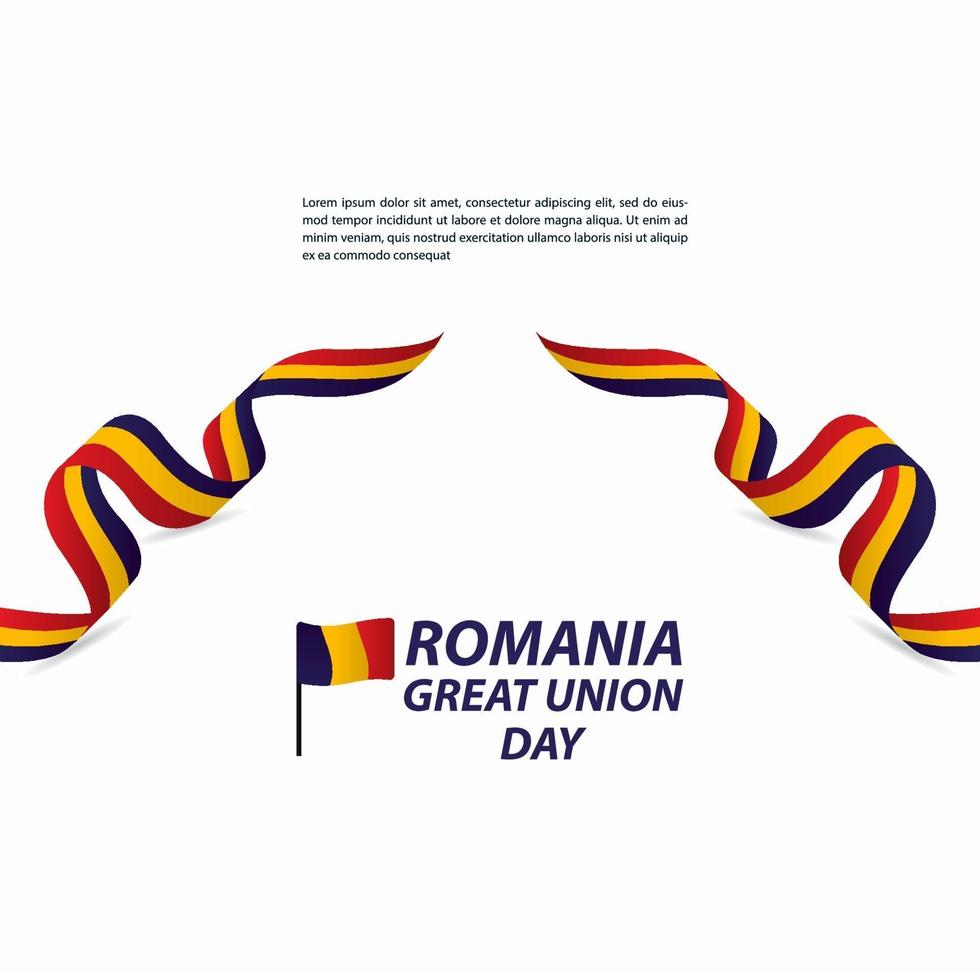 Ilustración de diseño de plantilla de vector de banner de celebración de día de la independencia de gran unión de Rumania