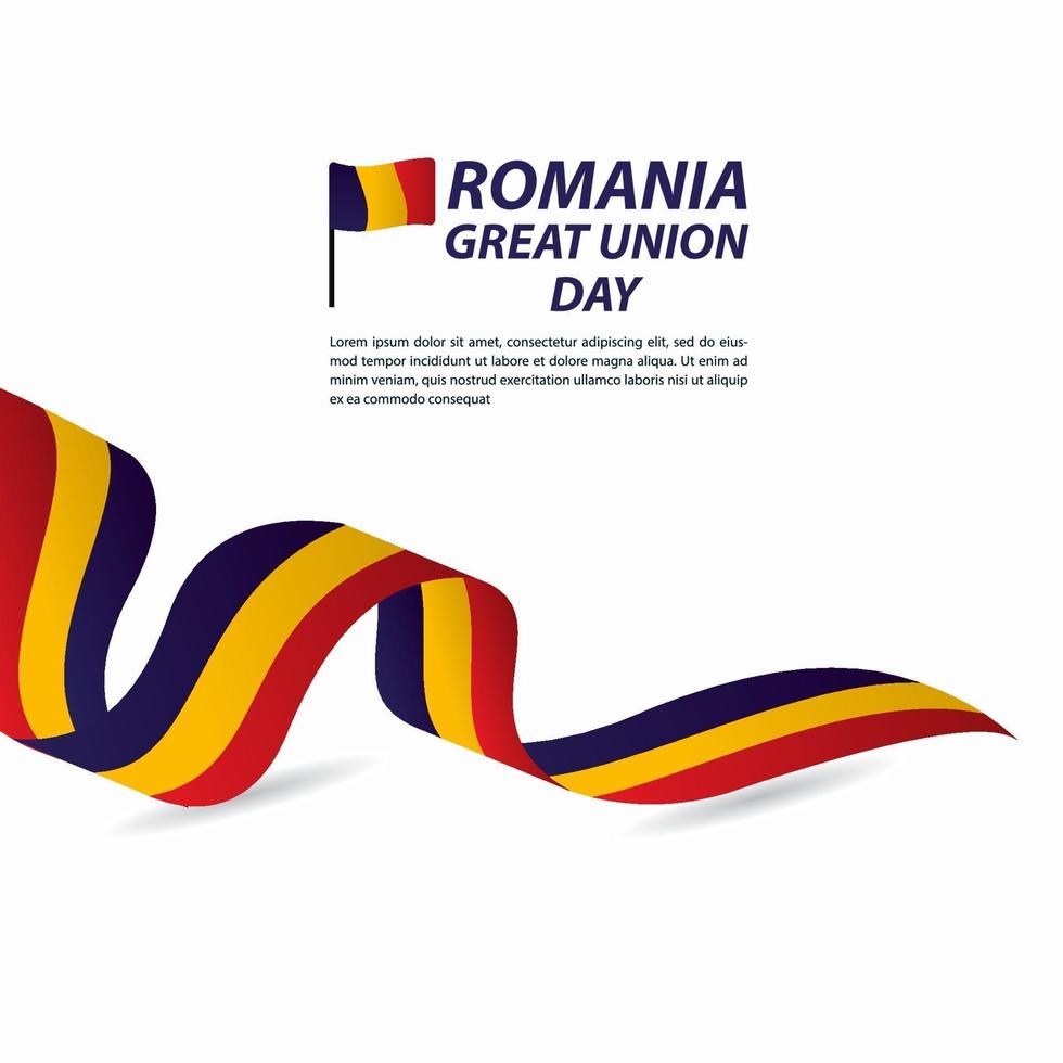 Ilustración de diseño de plantilla de vector de banner de celebración de día de la independencia de gran unión de Rumania