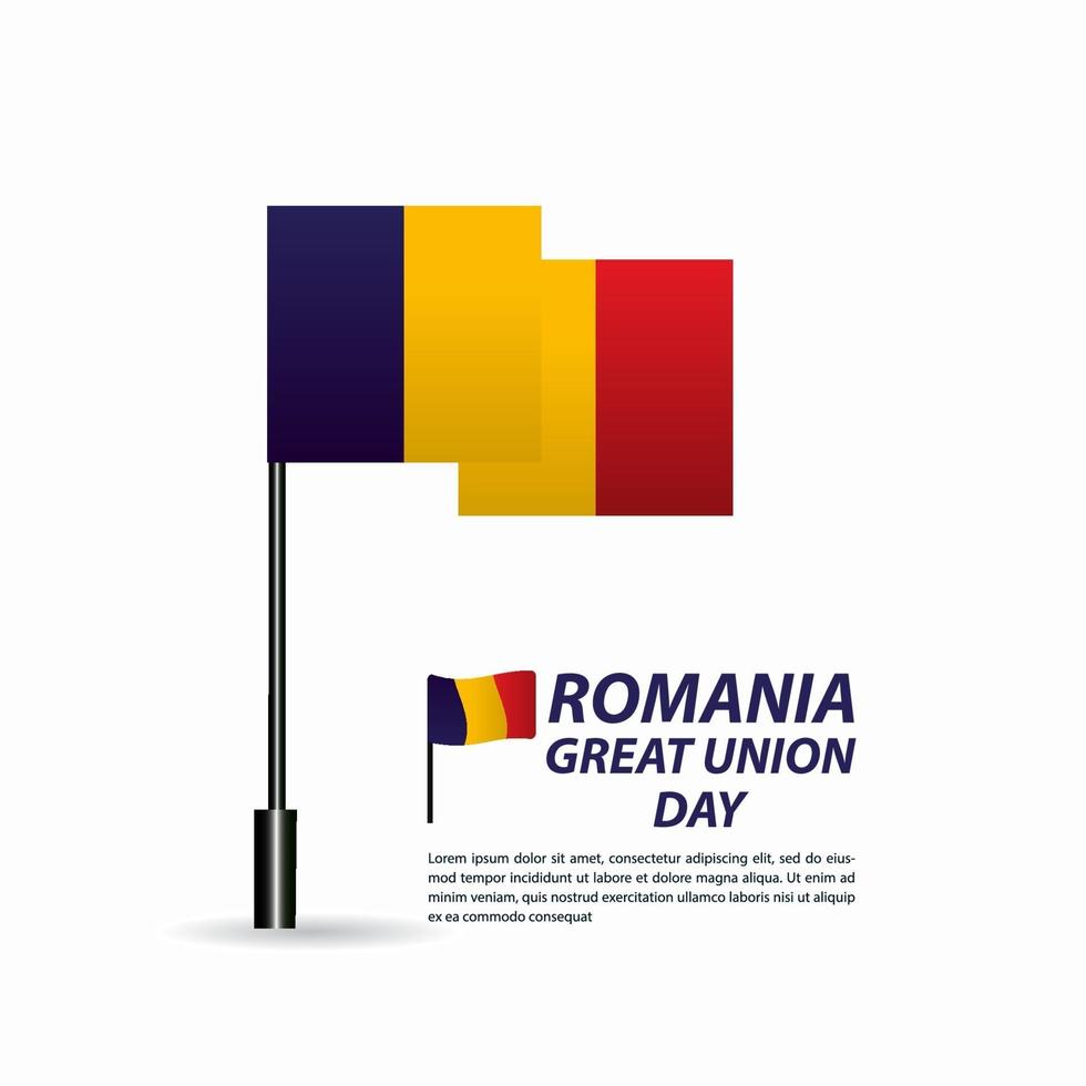 Ilustración de diseño de plantilla de vector de banner de celebración de día de la independencia de gran unión de Rumania