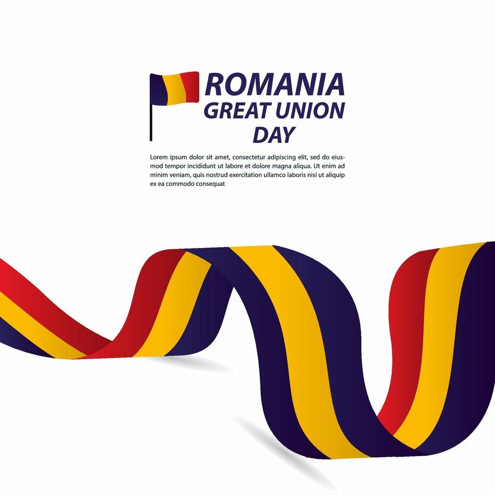 Ilustración de diseño de plantilla de vector de banner de celebración de día de la independencia de gran unión de Rumania