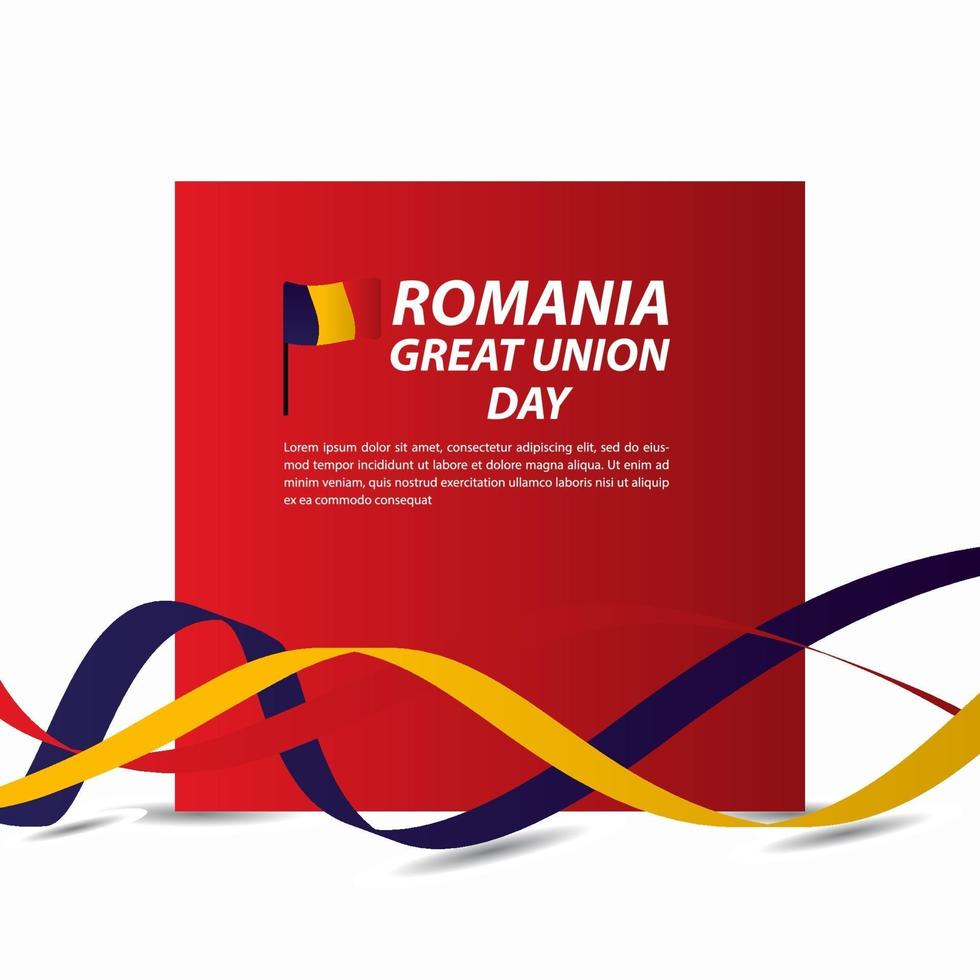 Ilustración de diseño de plantilla de vector de banner de celebración de día de la independencia de gran unión de Rumania