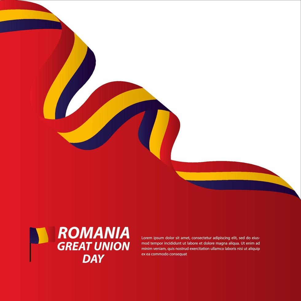Ilustración de diseño de plantilla de vector de banner de celebración de día de la independencia de gran unión de Rumania