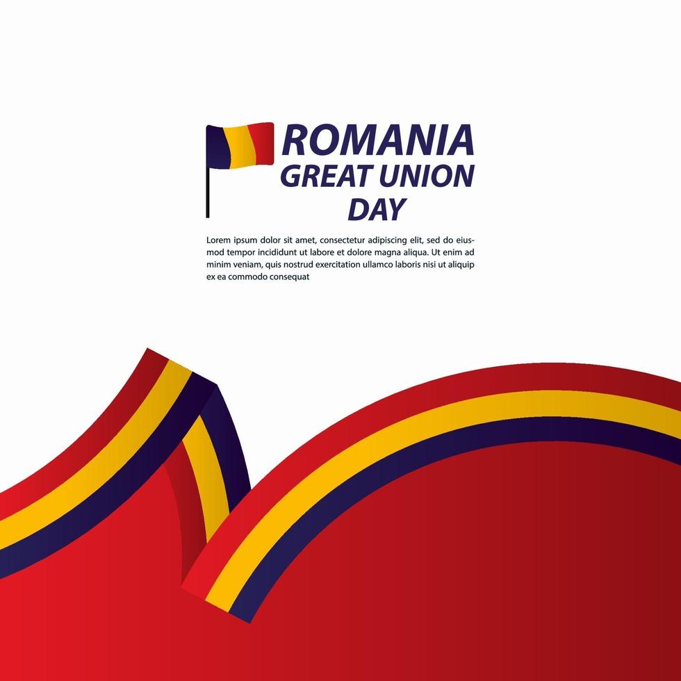 Ilustración de diseño de plantilla de vector de banner de celebración de día de la independencia de gran unión de Rumania