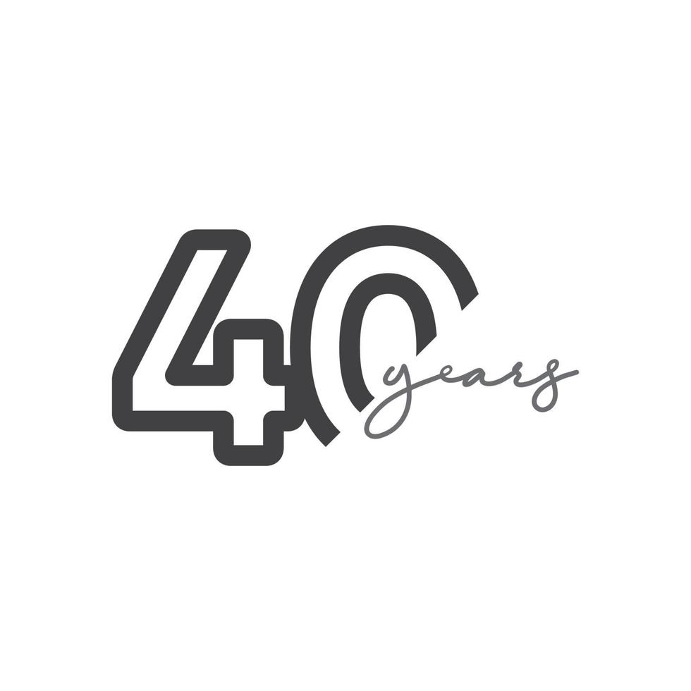 40 Years Anniversary Celebration Number Vector Template Design Illustration Logo Icon