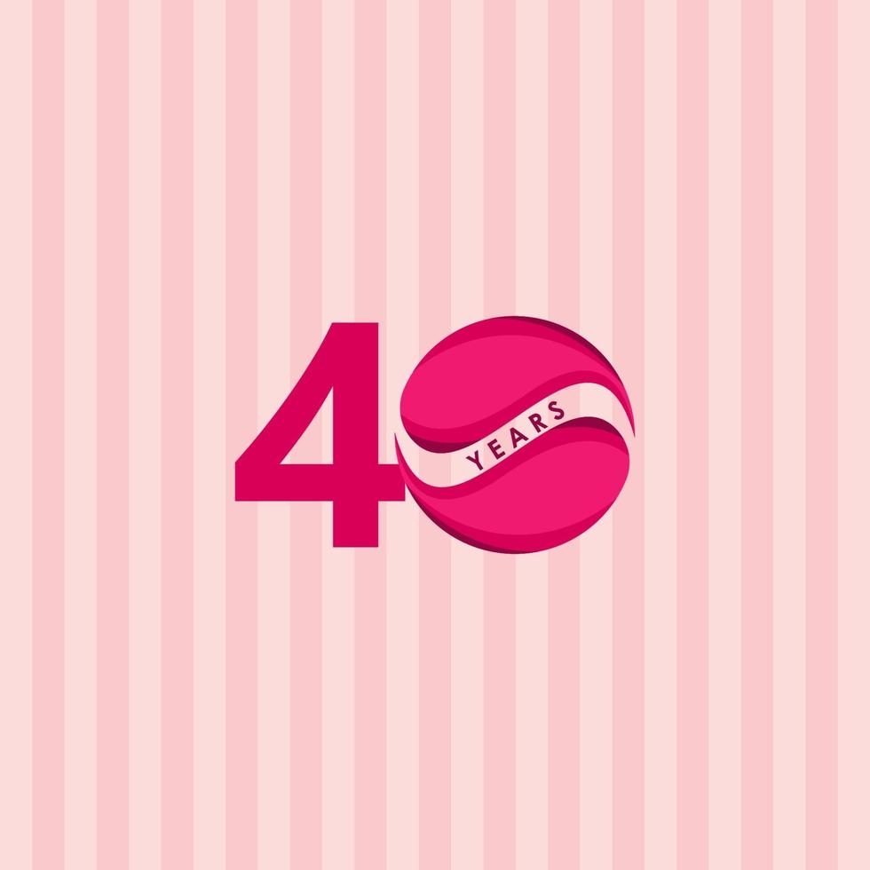 Ilustración de diseño de plantilla de vector de modelo de caramelo de celebración de aniversario de 40 años