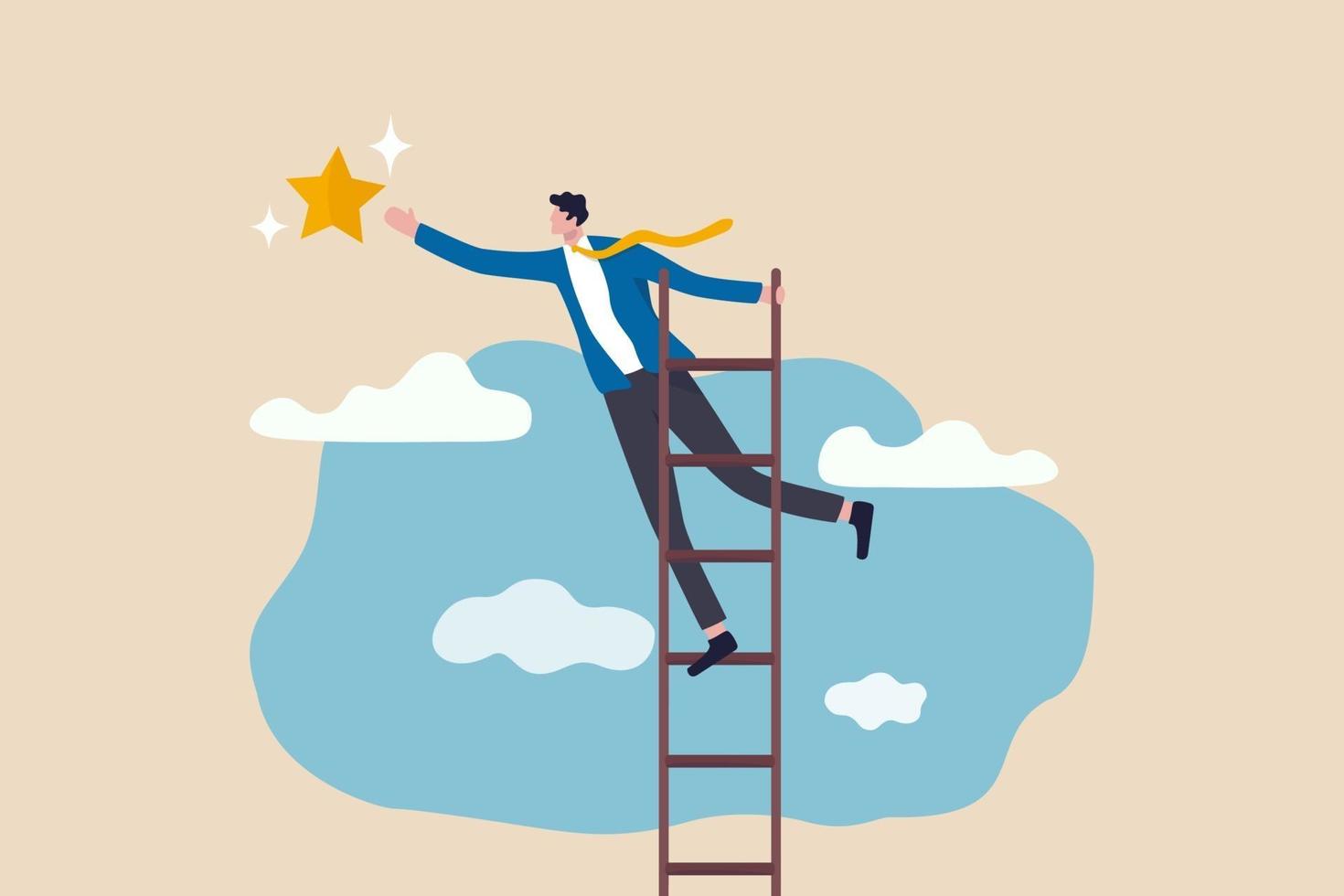 businessman climbing ladder to the the top for the success vector