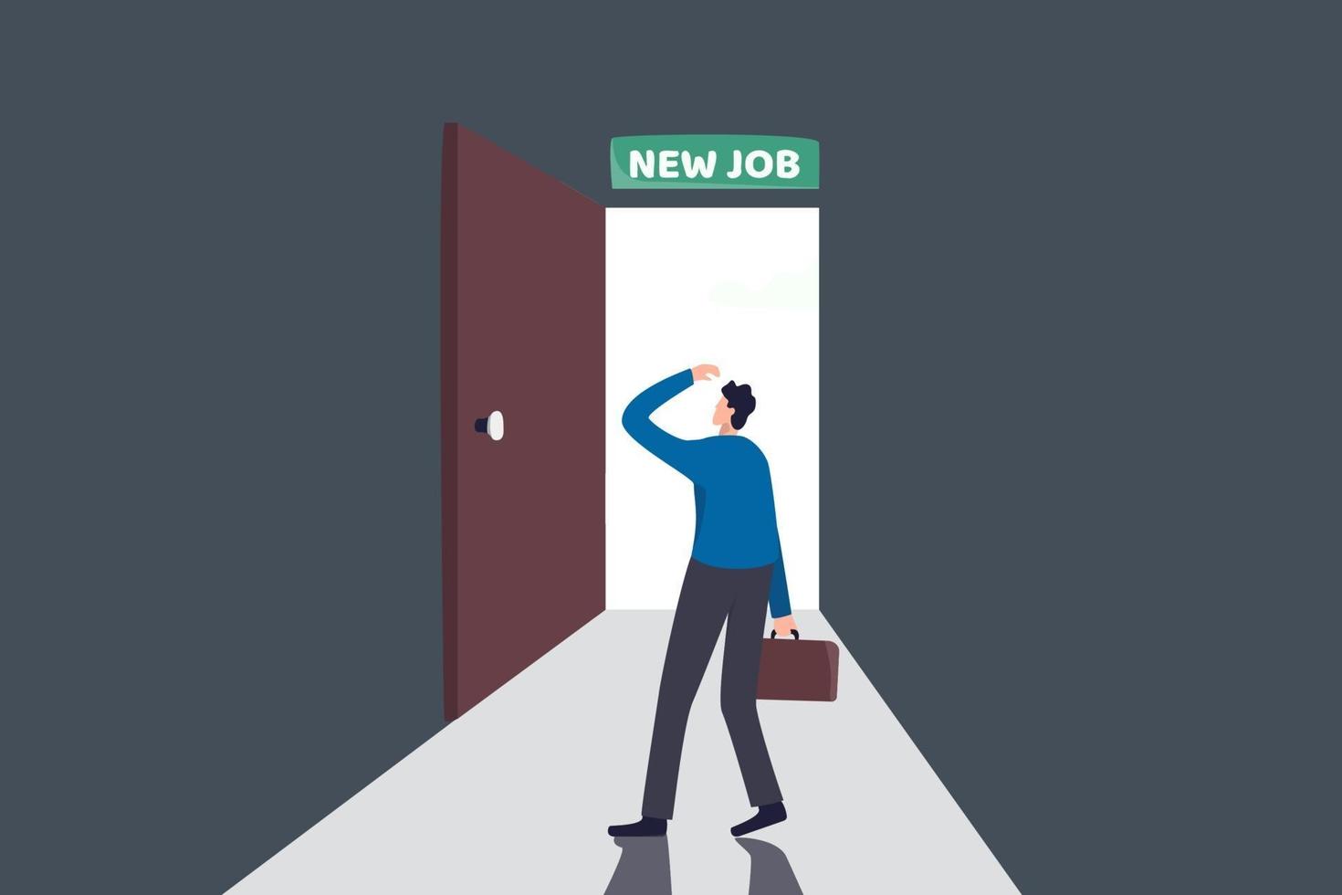 New job challenge, make decision for new opportunity in work or career development concept vector