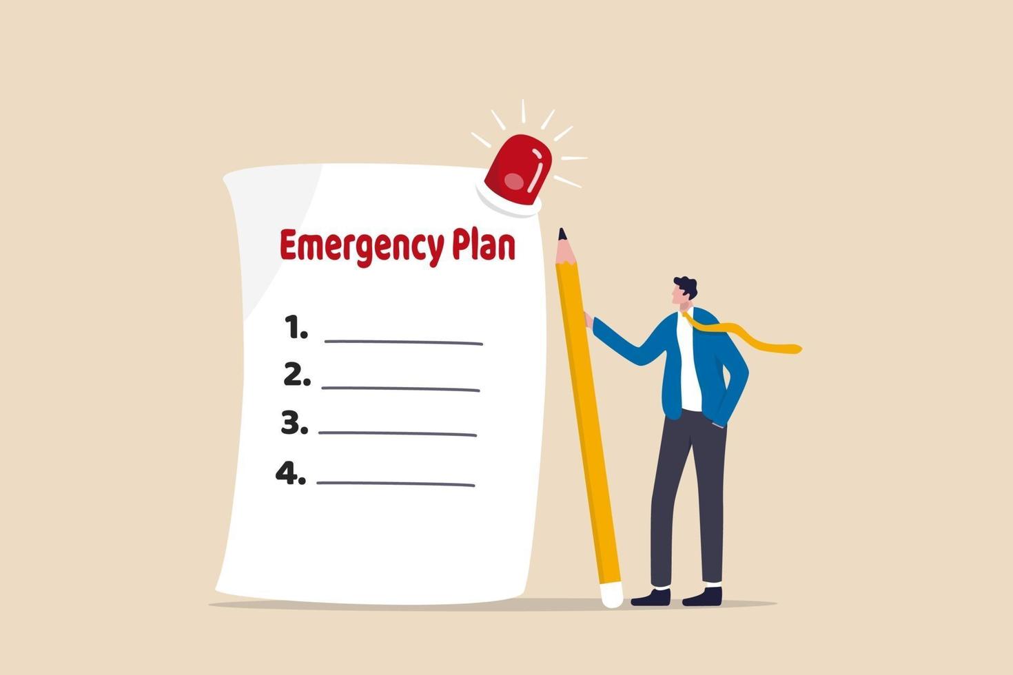 Business emergency plan, checklist to do when disaster happen to continue business and build resilience concept vector