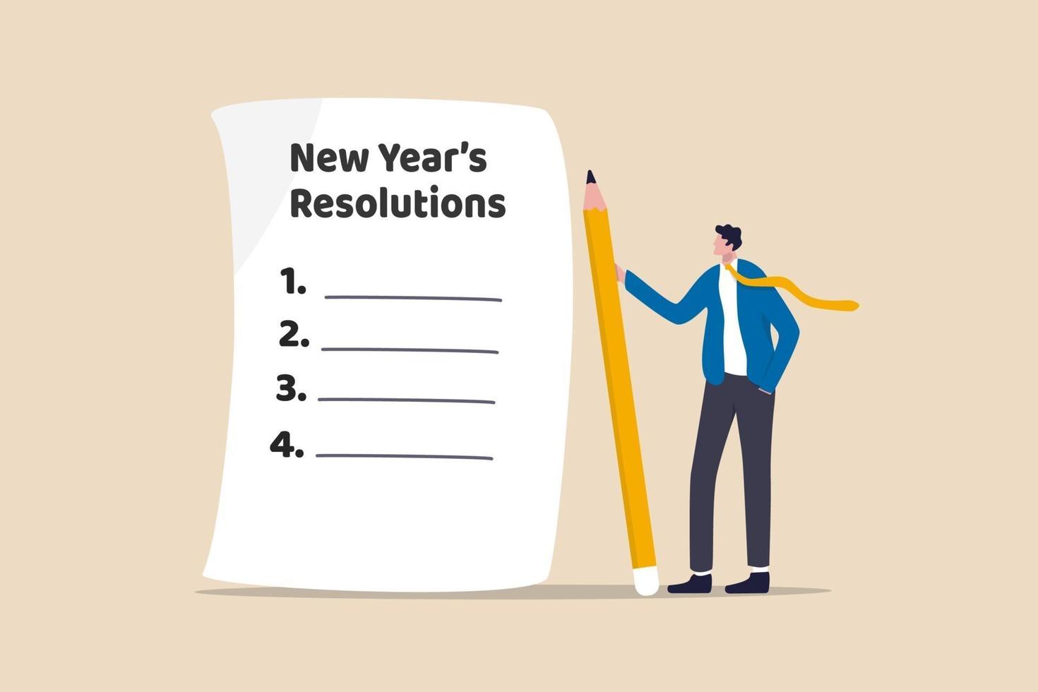 New year's resolutions, set goal or business target for new year or beginning with work challenge concept vector