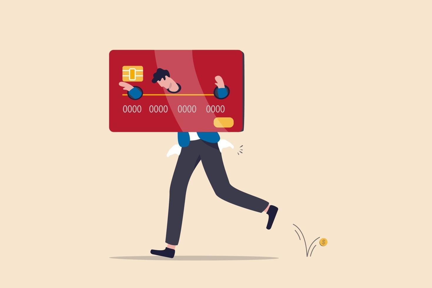 Credit card debt, overspending problem, financial failure or too much cost and expense concept vector