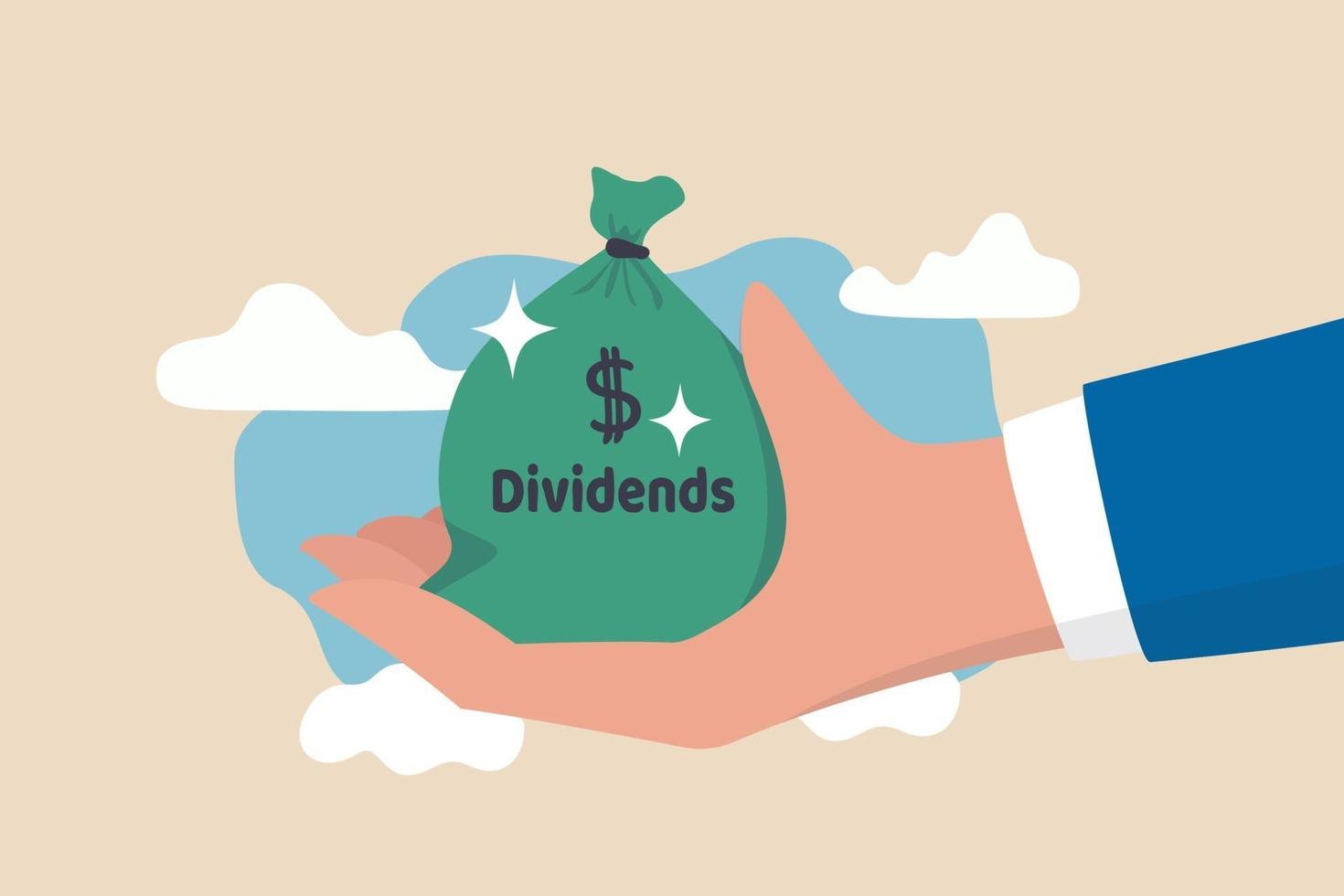 Dividend stocks, public company payback profit in stock market, return or profit from investment concept vector