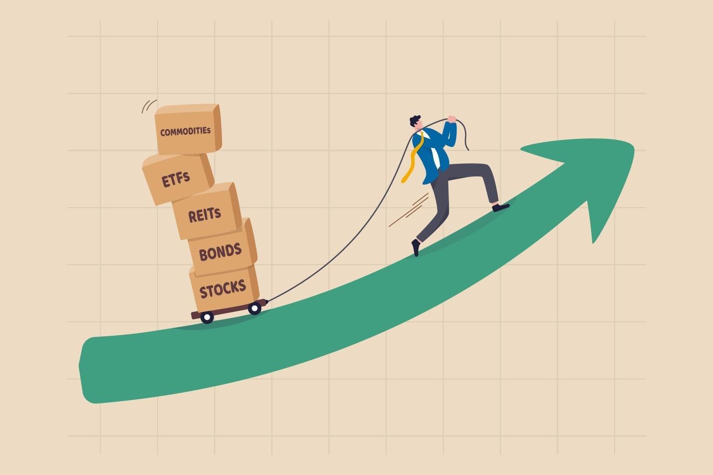 Investment assets or financial products for diversify portfolio, wealth management and asset allocation concept vector