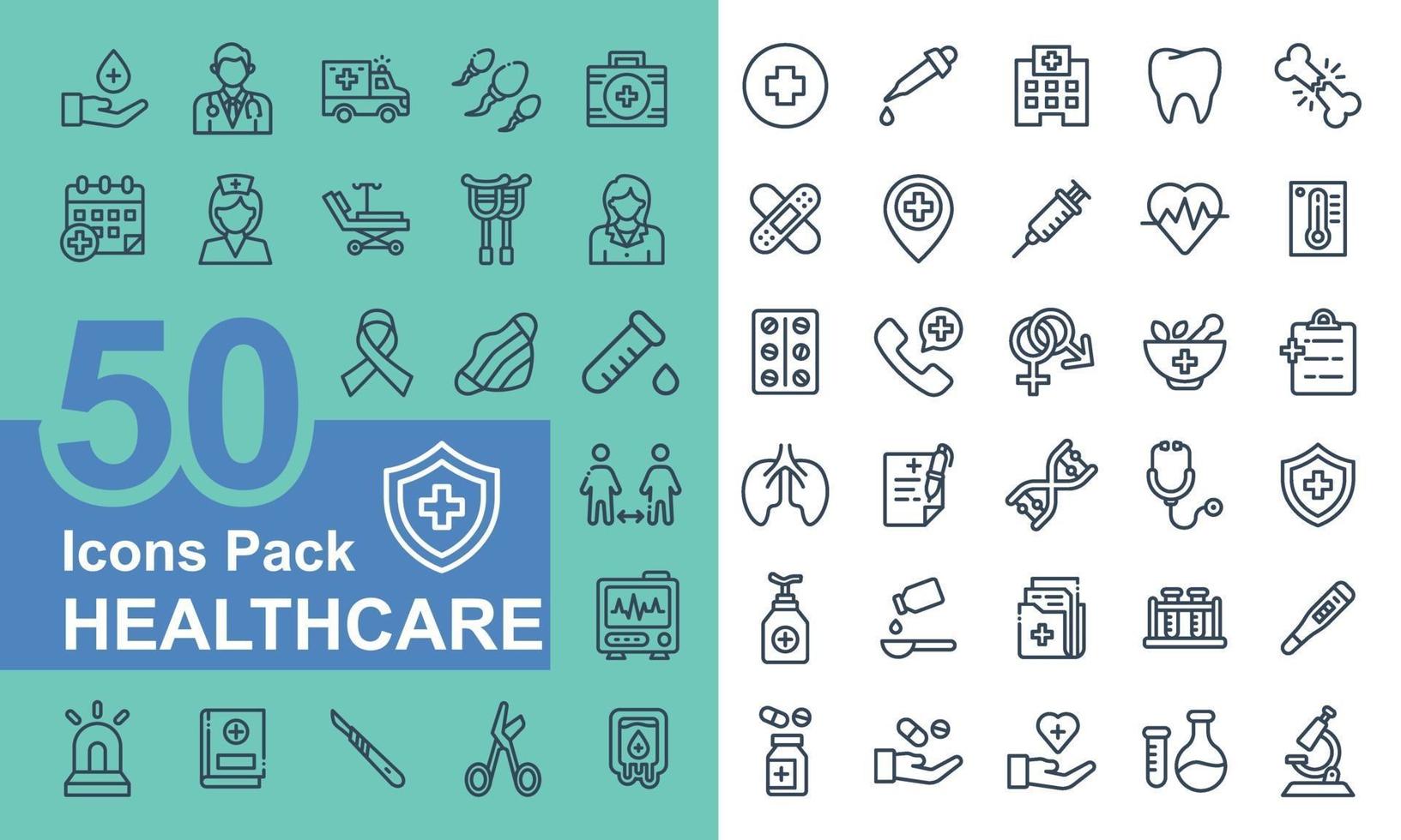 Medical and healthcare icon pack vector