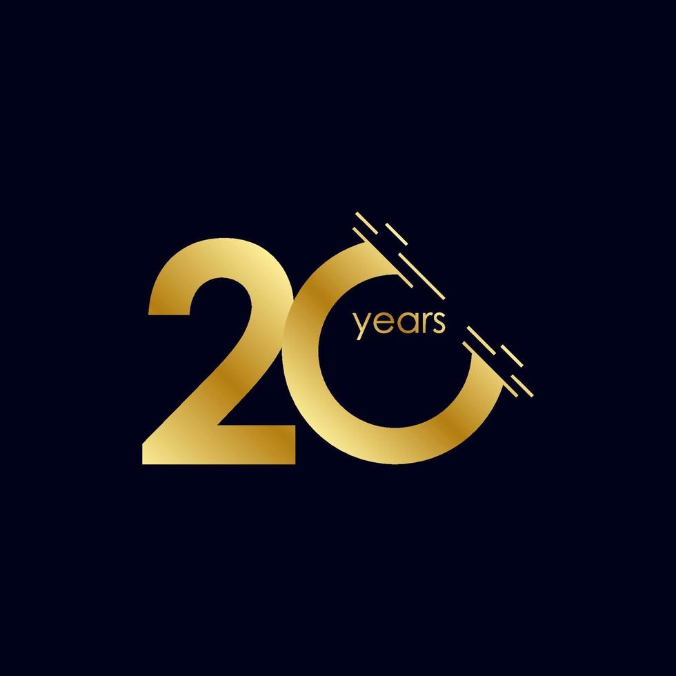 20 Years Anniversary Celebration Gold Vector Template Design Illustration