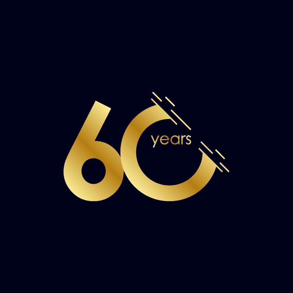 Ilustración de diseño de plantilla de vector de oro de celebración de aniversario de 60 años