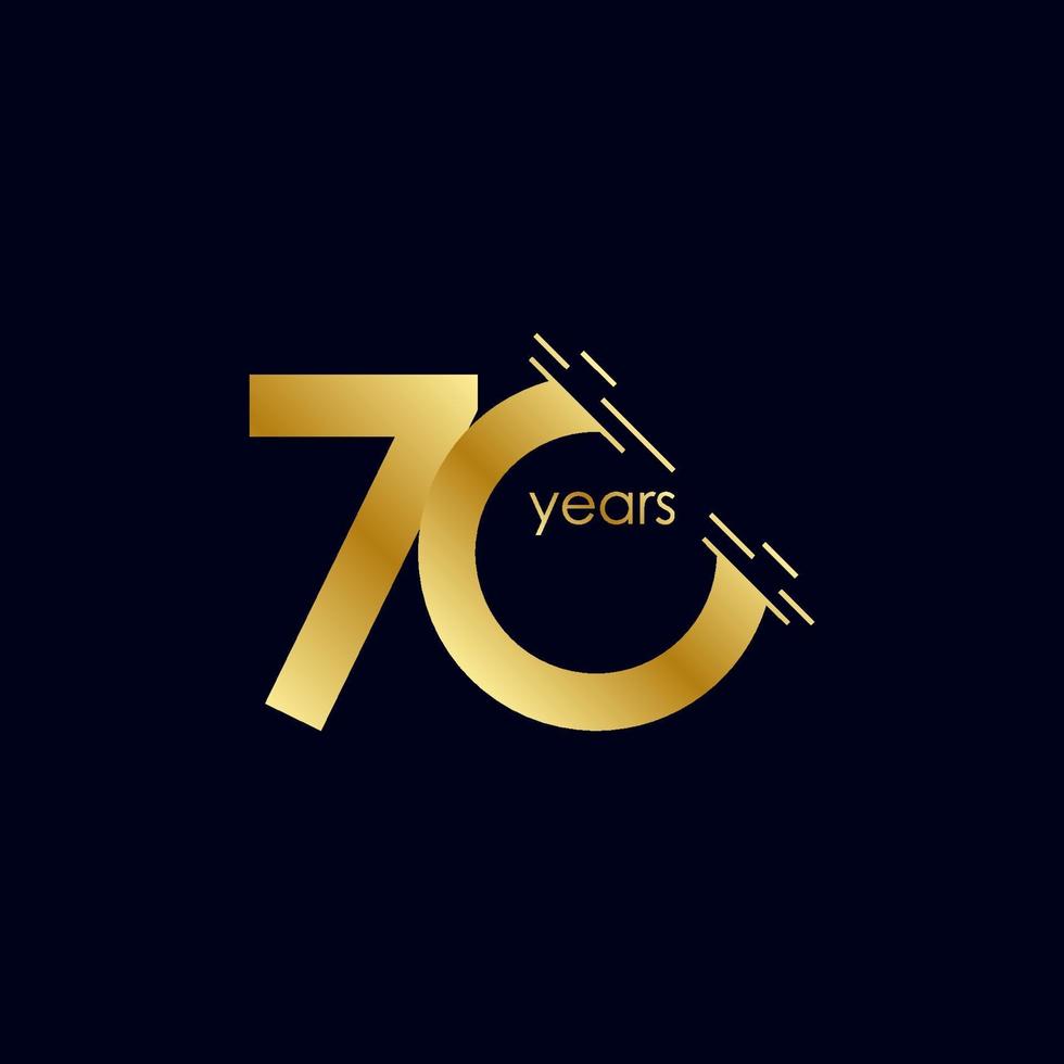 70 Years Anniversary Celebration Gold Vector Template Design Illustration