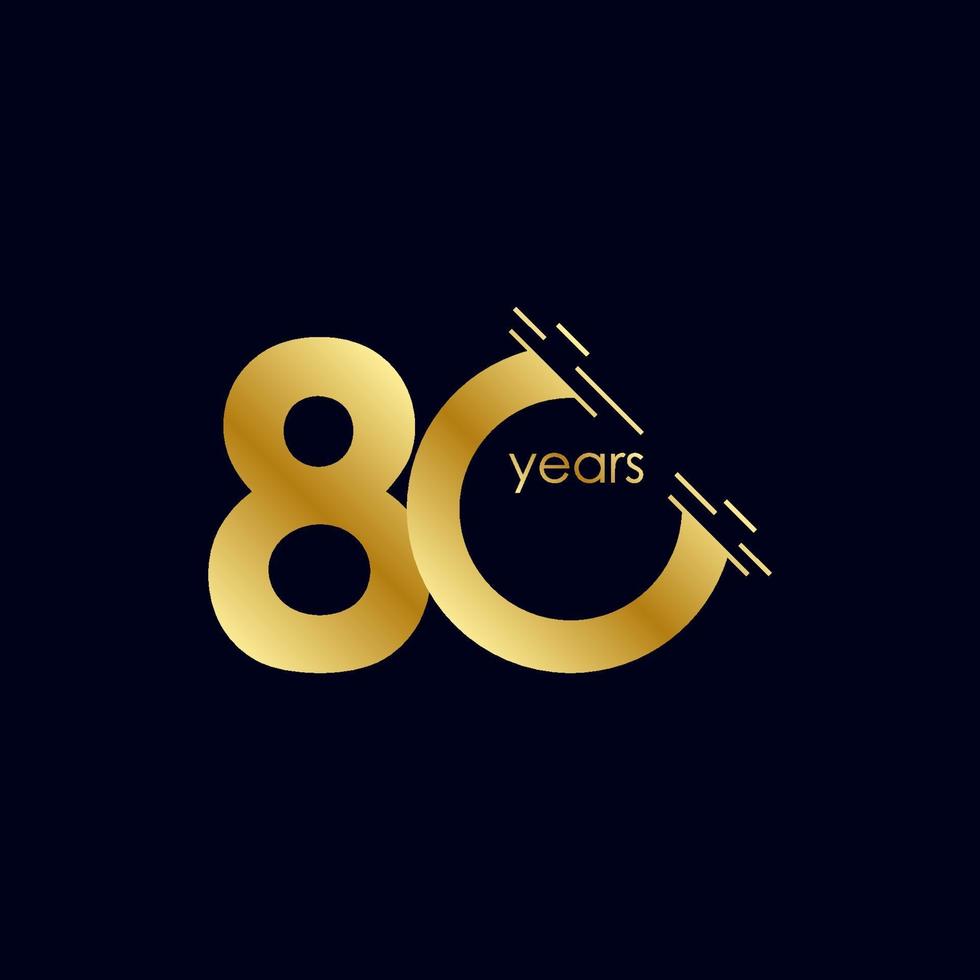 80 Years Anniversary Celebration Gold Vector Template Design Illustration