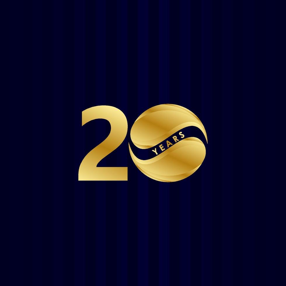 20 Years Anniversary Celebration Candy Gold Vector Template Design Illustration